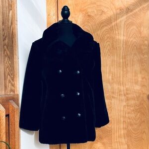 Vintage Monterey Fashions Black Faux Fur Women's Teddy Coat